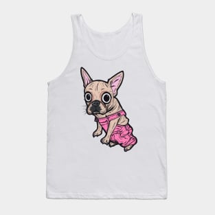 French Bulldog Pink Overalls Tank Top